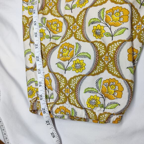 Antik Batik Tanissa Oversized Harem Pant Cotton Poplin REtro Yellow Floral Large - Picture 16 of 16